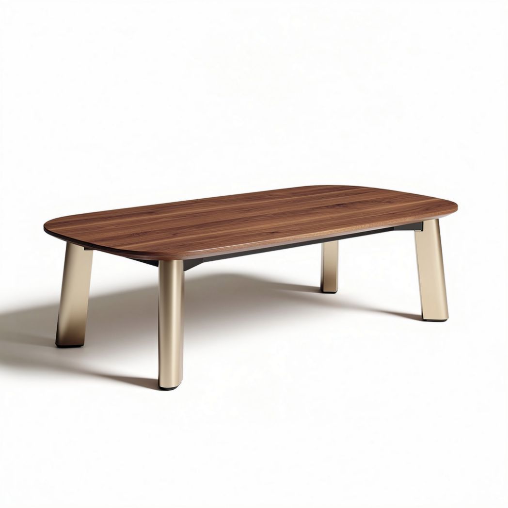 Salontafel van hout met metalen poten 120 x 60 x 40cm bruin en goudkleurig