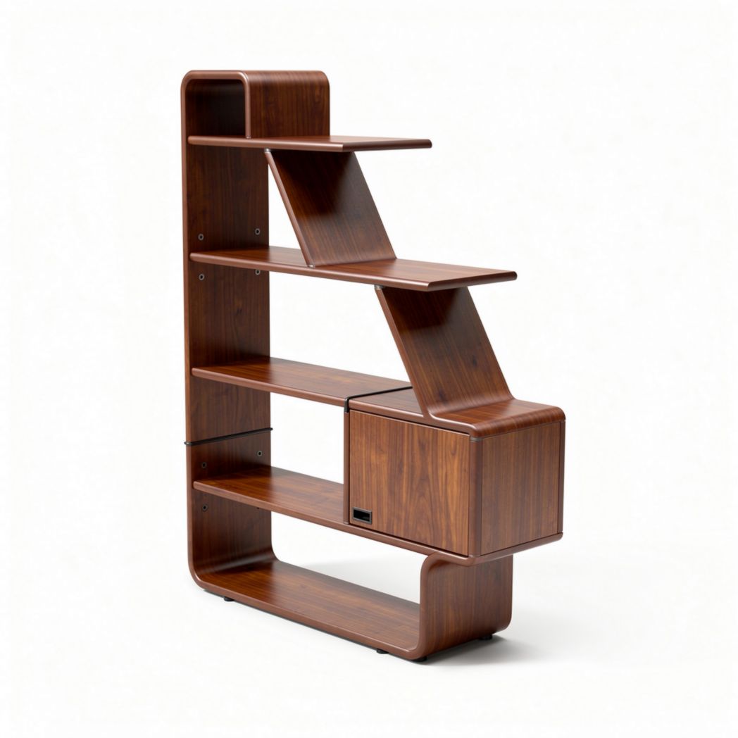 Boekenkast van hout met moderne design en opbergruimte 150 x 45 x 200cm