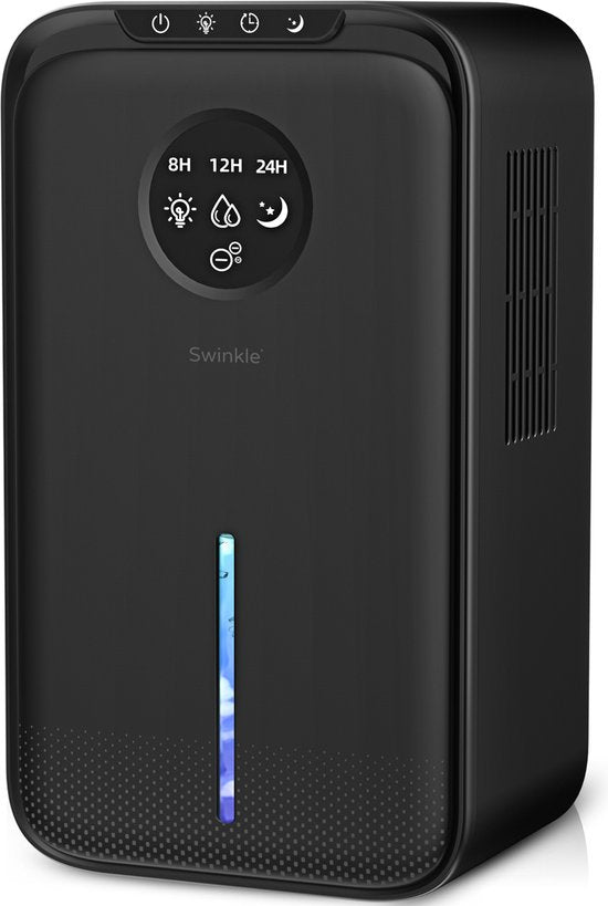 Swinkle Luchtontvochtiger en Luchtreiniger - Ontvochtigt tot 1L per Dag - Dehumidifier geschikt voor Woonkamer, Slaapkamer, Badkamer met LED Scherm(Zwart, Antraciet)
