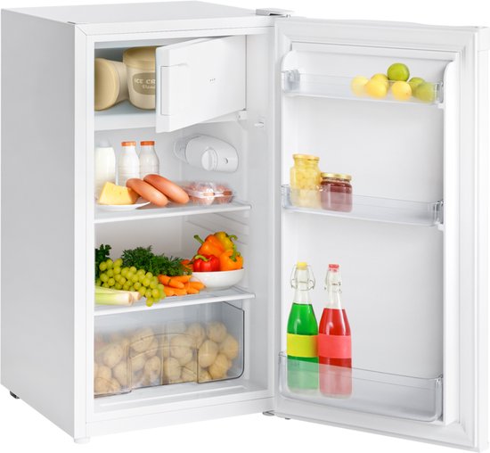 KitchenBrothers Koelkast - 81L - Tafelmodel Koelkast met Vriesvak - Koelvriescombinatie - IJskast - Frigo - Vrijstaand - Wit(81L, Wit)