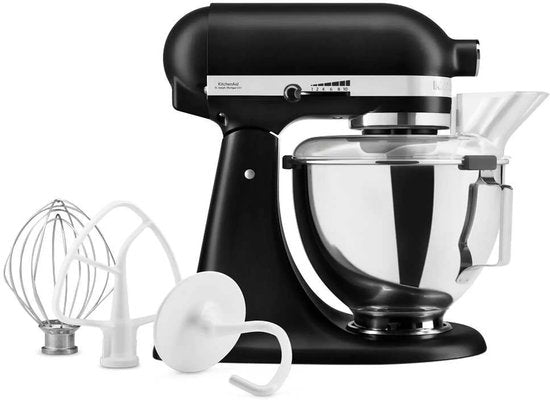 KitchenAid Kitchenaid Artisan 5KSM95PSEBM - Keukenmachine - 4,3L - Mat Zwart - 3 Menghaken(Zwart)