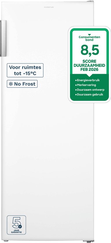 Inventum VR1430W No Frost kastmodel vriezer energiezuinig - 161 liter - 143 cm hoog - Supervriezen - Energielabel C - Geschikt voor garage en schuur tot -15°C - Diepvrieskast - Vrijstaand - 5 lades/vakken - Wit(Wit)