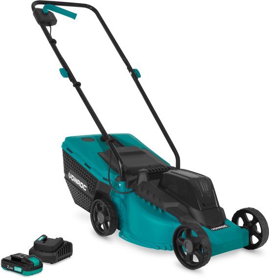 VONROC Accu Grasmaaier 20V – 32 cm maaibreedte - Borstelloze motor - Drie instelbare maai-hoogtes: 30/50/70 mm - Incl. 30L Opvangbak - Incl. 2.0Ah Accu en snellader(251)
