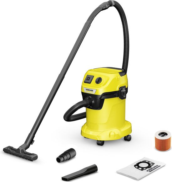 Kärcher WD 3 P V-17/4/20 *EU III Nat- en Droogzuiger - 1000 W - 17 liter - Geïntegreerd stopcontact - Patroonfilter