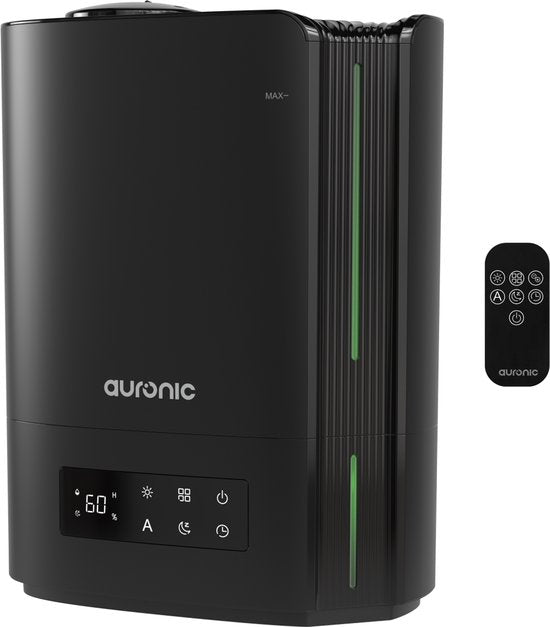Auronic Luchtbevochtiger - 5 Liter - Geschikt voor Woonkamer, Kantoor, Slaapkamer, Babykamer en Meer - BPA-Vrij - Zwart(Zwart/5 l)