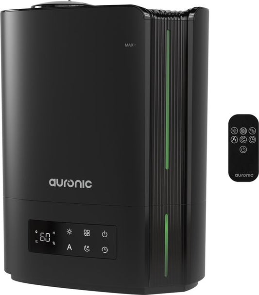 Auronic Luchtbevochtiger - 5 Liter - Geschikt voor Woonkamer, Kantoor, Slaapkamer, Babykamer en Meer - BPA-Vrij - Zwart(Zwart/5 l)