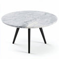 Ronde marmeren salontafel met zwarte metalen poten 80 x 80 x 40cm