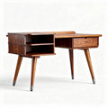 Houtkleurig bureau met opbergruimte en lade 120 x 60 x 75cm