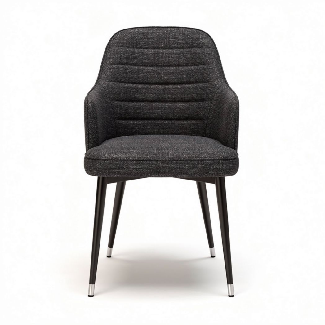 Stoel met stoffen bekleding en metalen ondersteuning 45 x 50 x 85cm grijs