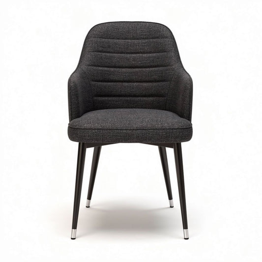 Stoel met stoffen bekleding en metalen ondersteuning 45 x 50 x 85cm grijs