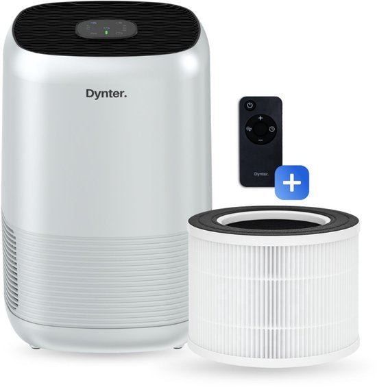 Dynter AirPure Plus - Luchtreiniger - Air Purifier - Stil  Krachtig - CADR 260 m³/h - Verwijdert stof, pollen en geurtjes - Automatische stand - HEPA 13 filter  koolstoffilter - Slaapstand - Voor slaapkamer, woonkamer en kantoor (PA244)(Grijs)
