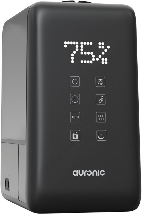 Auronic Luchtbevochtiger - 6L Tankcapaciteit Incl. Waterfilter - 50m2 - Babykamer  Slaapkamer - 3 Vernevelingsstanden - Zwart(Zwart)