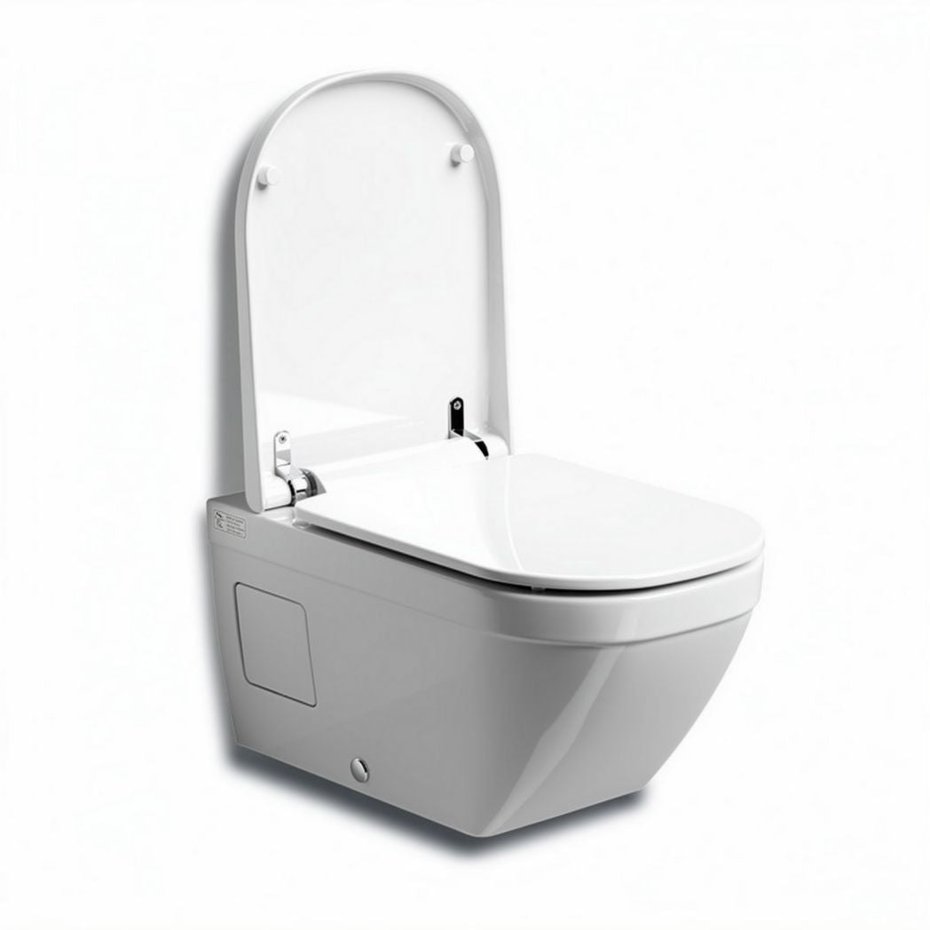 Wit wandtoilet met sluit mechanisme en geïntegreerde spoelfunctie 75 x 40 x 45cm