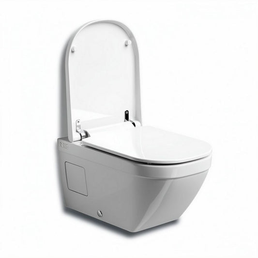 Wit wandtoilet met sluit mechanisme en geïntegreerde spoelfunctie 75 x 40 x 45cm