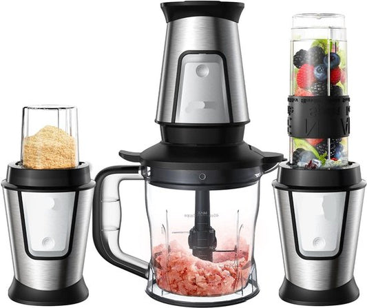 Corenia Multifunctionele Keukenmachine - 3-in-1 - Foodprocessor - Blender - 700W - Smoothie Maker - Hakmolen - Droogmolen - Roestvrij Staal - BPA-vrije Fles - 24.000 RPM