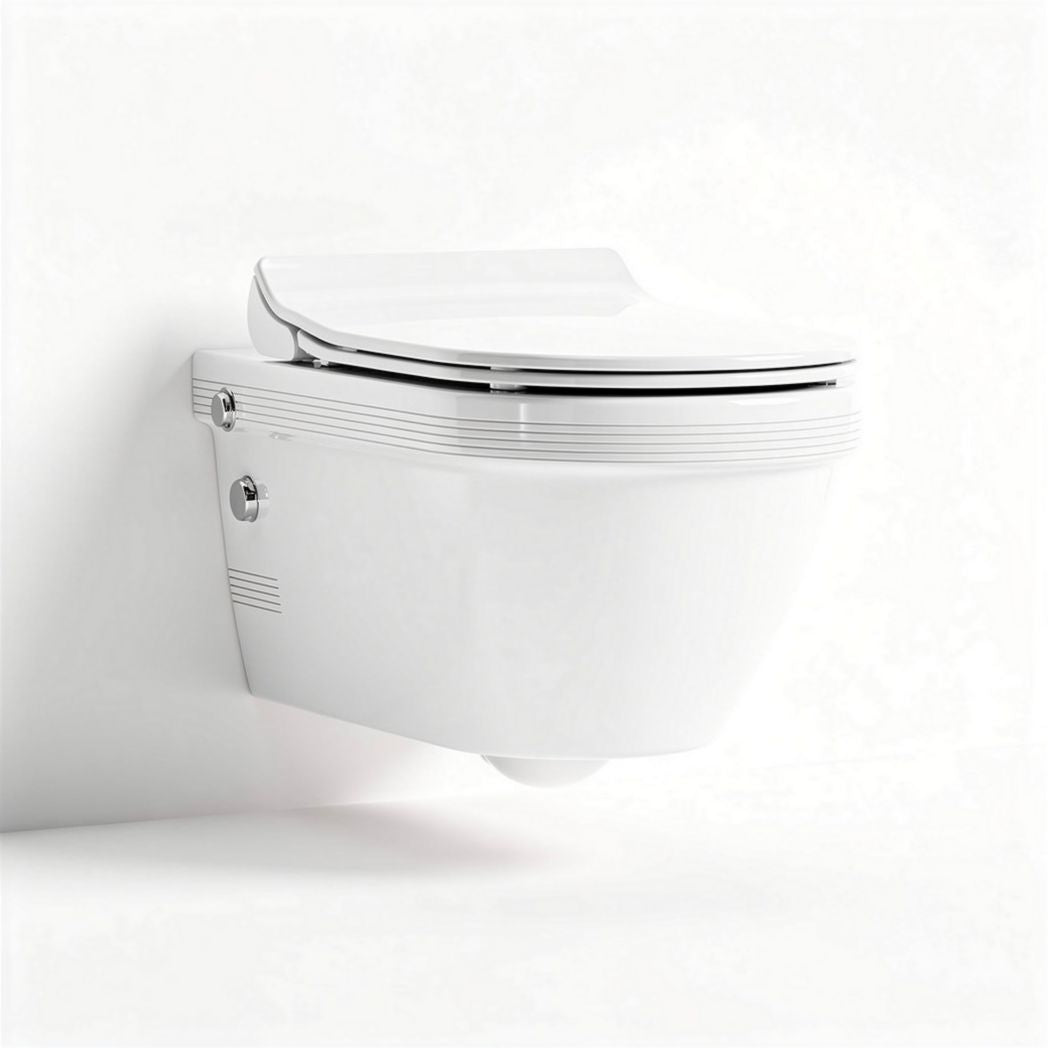 Wandtoilet met geïntegreerd spoelsysteem van keramiek in wit 75 x 40 x 40cm