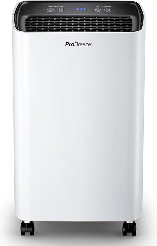 Pro Breeze 12L/dag Luchtontvochtiger – D-27 – Vochtigheidsweergave, 3 Standen, 2L Tank en Timer – Verwijderd Schimmel, Damp en Vocht - Dehumidifier voor Thuis, Garage en Kelder(12 l)