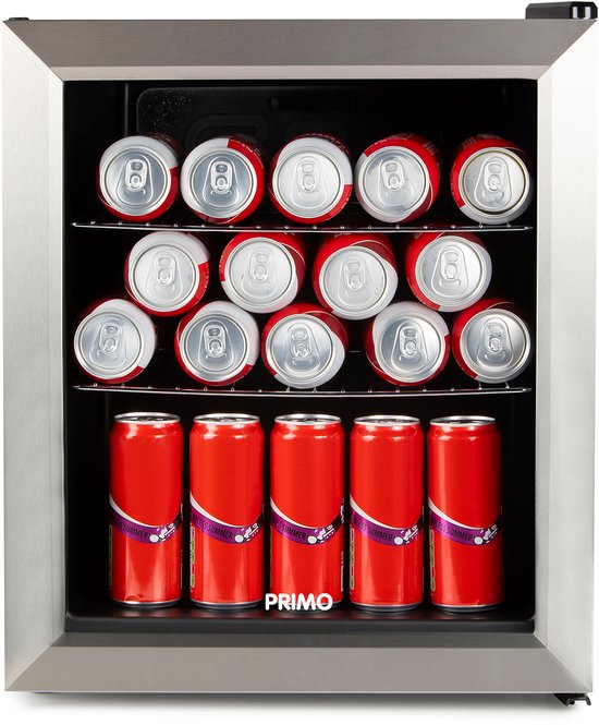 PRIMO PR194BC Drankkoelkast - Minibar - Mini Koelkast - Glazen deur - 46L - C - Zwart