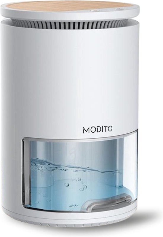 MODITO Modito Luchtontvochtiger - 450ml/dag - Dehumidifier - 2-in-1 Luchtreiniger - Muisstil - Voor Slaapkamer / Badkamer / Kelder - Wit(450 ml)
