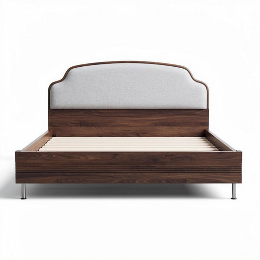 Houten bed met opbergruimte 200 x 160 x 50 cm in natuurlijk eikenhout