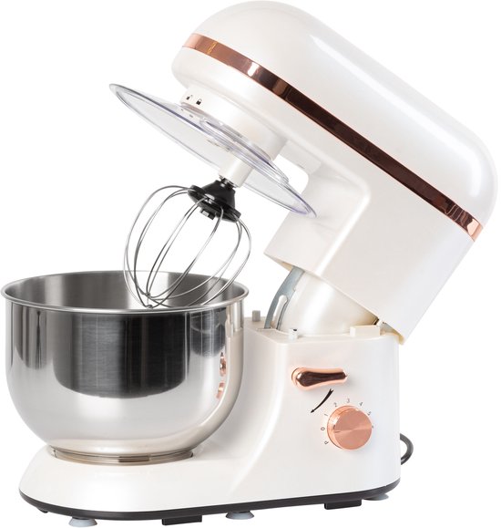 Klarstein Keukenmachine, Kneedmachine met 5 L Kom, 2000 W Professionele Keukenmachine met Deeghaak en Garde, Universele Keukenmachine met 6 Snelheden, Deegmachine voor Mixen, Kneden en Kloppen,2L 1800W - voor Keuken - Zilver(Wit)