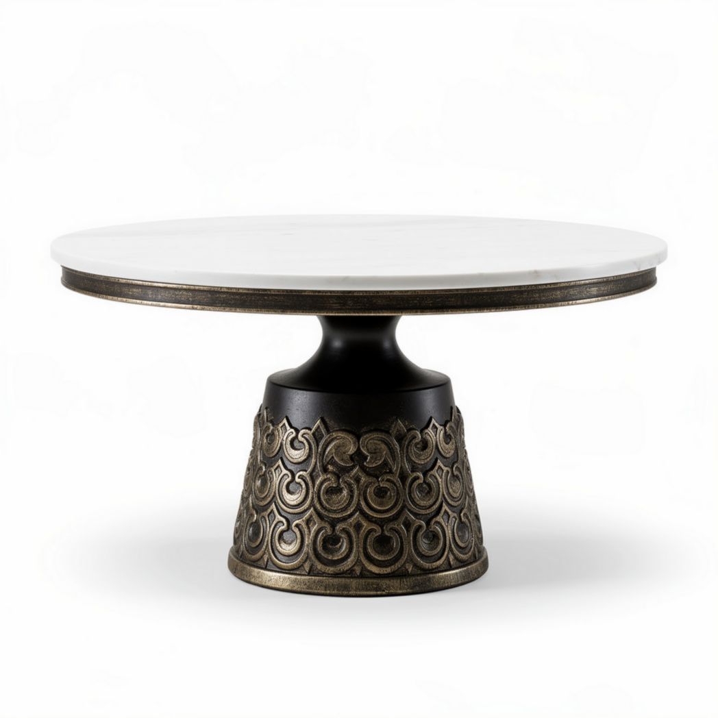 Marmeren salontafel met metalen voet 80 x 80 x 40cm