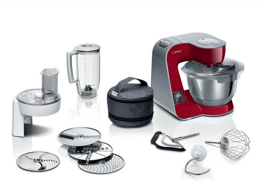 Bosch MUM5 - MUM5X720 - Keukenmachine - 1000W - 3,9L - Met Weegschaal en Timer - Rood(Rood， RVS)