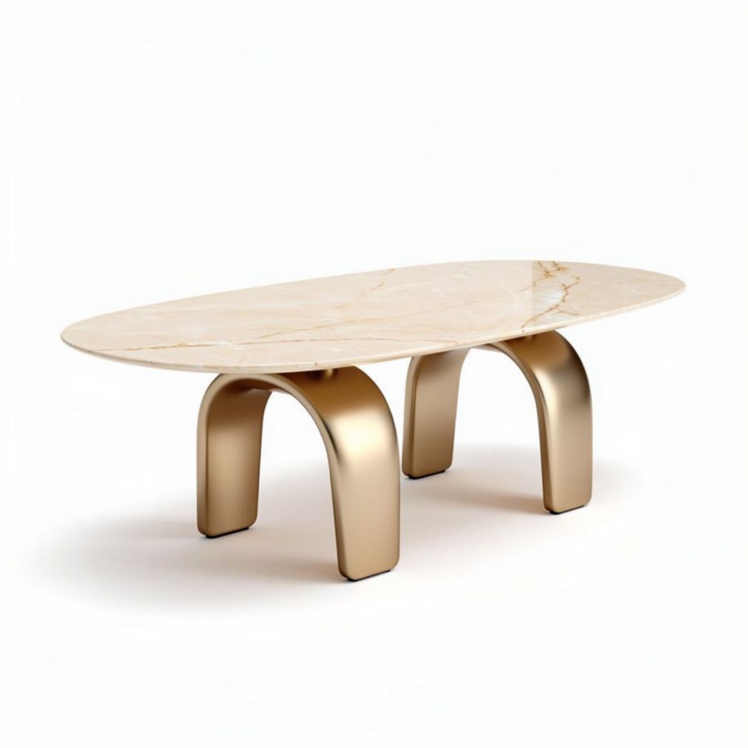 Salontafel van marmer met gouden poten 120 x 60 x 40cm