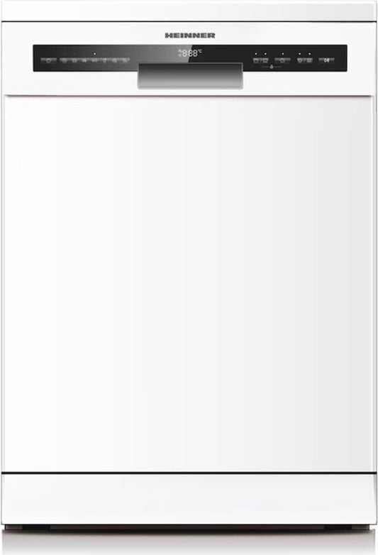Heinner Vrijstaande Vaatwasser 60 cm – 14 Couverts – Auto Open Droogsysteem – Hygiëne 70°C – Extra Droog – 7 Programma's – AquaStop – Digitaal Display – 49 dB – 5 Jaar Garantie(Wit)