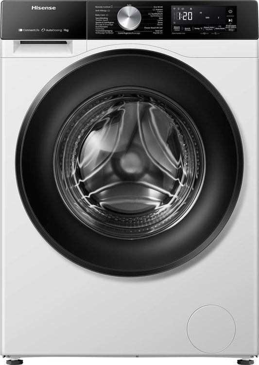 Hisense 3S Serie WF3S9045BW3/BLX - Wasmachine met Energielabel A -30% - 9kg - Autodose - 72dB (A) - Steam Wash - 1400 toeren - Power Wash 49' - ConnectLife - Inhoud Trommel 60 Liter