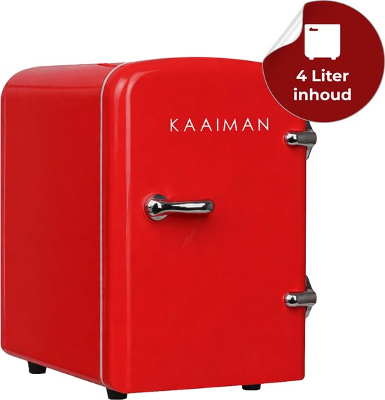 Kaaiman® Mini Koelkast 4L - Kleine Koelkast 12V/220V - Cosmetische Koelkast - Warm en Koud Functie - Skincare Fridge - Minikoelkast Slaapkamer - Rood(Rood)