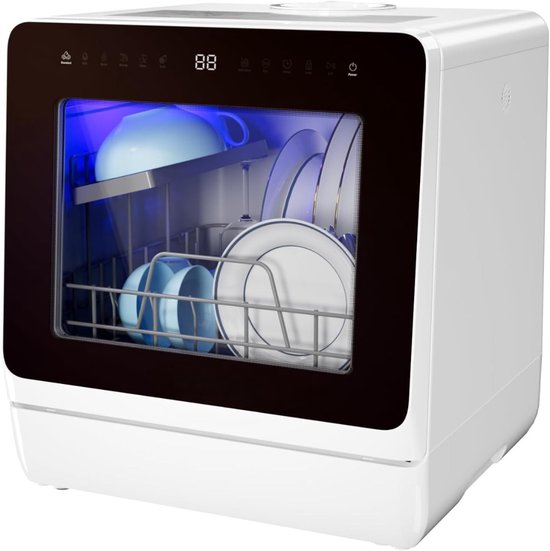 QORA® Mini Vaatwasser - Vaatwasser - Wit - ‎43cm x 43cm x 47cm