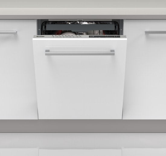 Sharp QWNI25I44BXEU - volledig geïntegreerd - 60cm - energie label B - auto open Door - 9 programma's - besteklade + topsproeier - 10 jaar motorgarantie