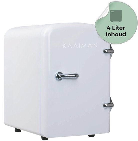 Kaaiman® Mini Koelkast 4L - Kleine Koelkast 12V/220V - Cosmetische Koelkast - Warm en Koud Functie - Skincare Fridge - Mini koelkast Slaapkamer - Wit(Wit)