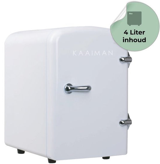 Kaaiman® Mini Koelkast 4L - Kleine Koelkast 12V/220V - Cosmetische Koelkast - Warm en Koud Functie - Skincare Fridge - Mini koelkast Slaapkamer - Wit(Wit)