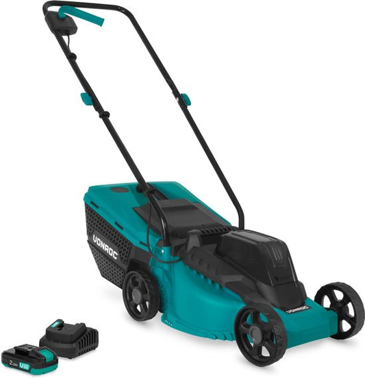 VONROC Accu Grasmaaier 20V – 32 cm maaibreedte - Borstelloze motor - Drie instelbare maai-hoogtes: 30/50/70 mm - Incl. 30L Opvangbak - Incl. 2.0Ah Accu en snellader(251)